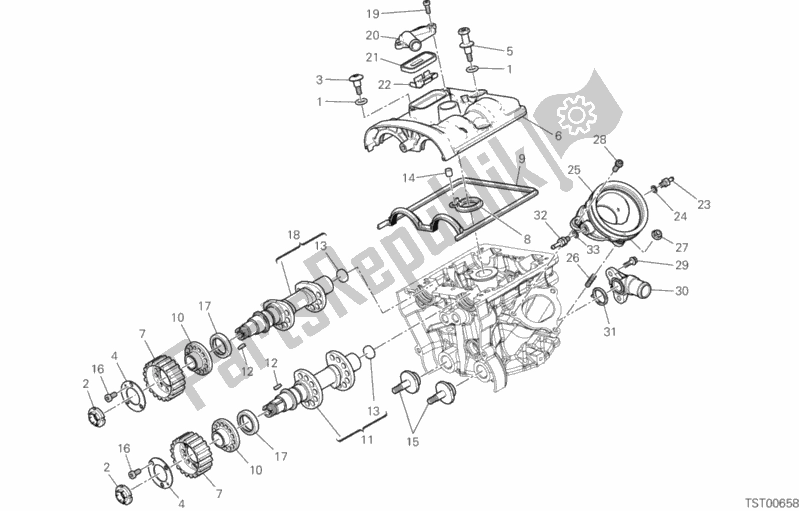 Alle onderdelen voor de Verticale Cilinderkop - Timing van de Ducati Multistrada 950 S SW USA 2019